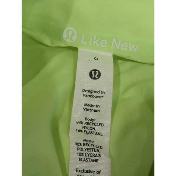 Lululemon Size 6 Fast Free Windbreaker Jacket Water Repellent Lime Yellow - Picture 7 of 8
